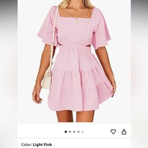 Short sleeve crossover mini dress
